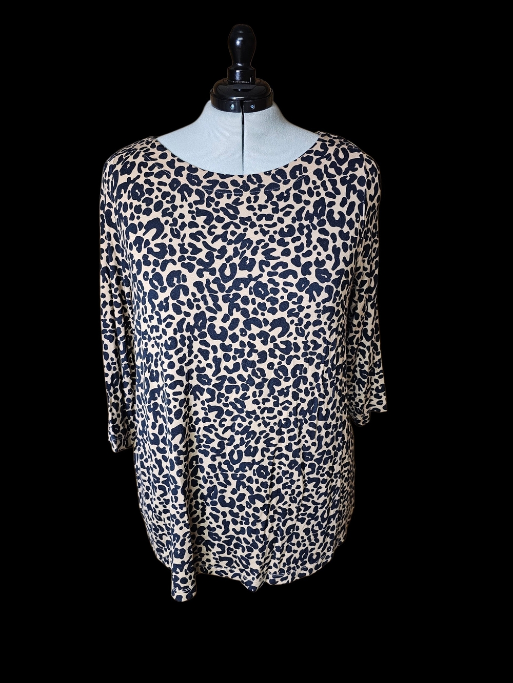 Lane Bryant Beige and Black Animal Print Dolman Top